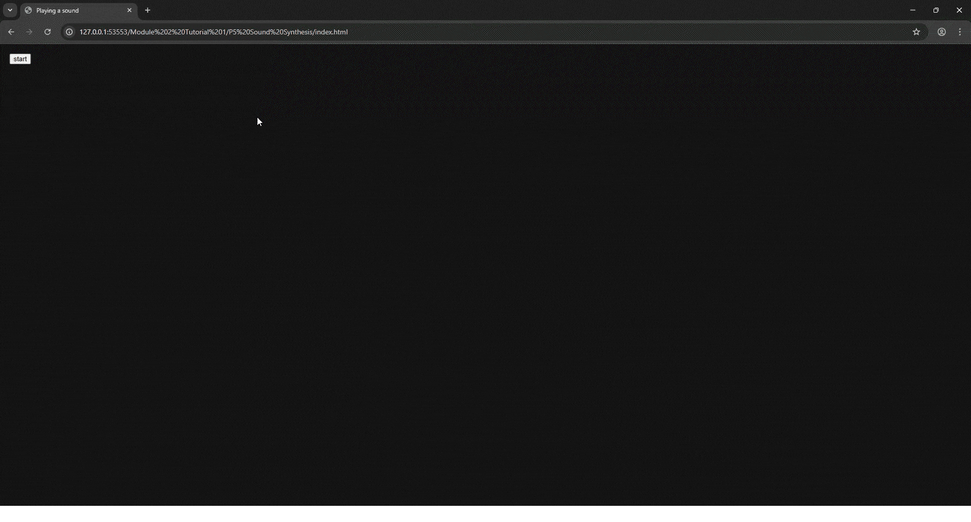 Started with Tutorial 1 and explored ways to change the p5.js code and looked for ways to input my own sounds into the code rather than use the default ones.