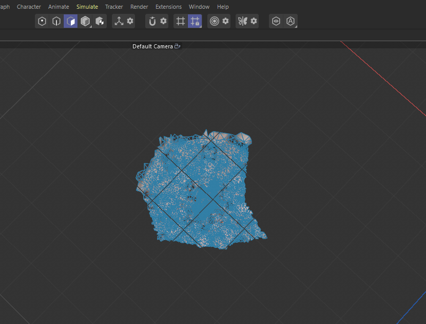 My elephant object imported into C4D. I needed to crop and edit it as the scanning paper was still included.