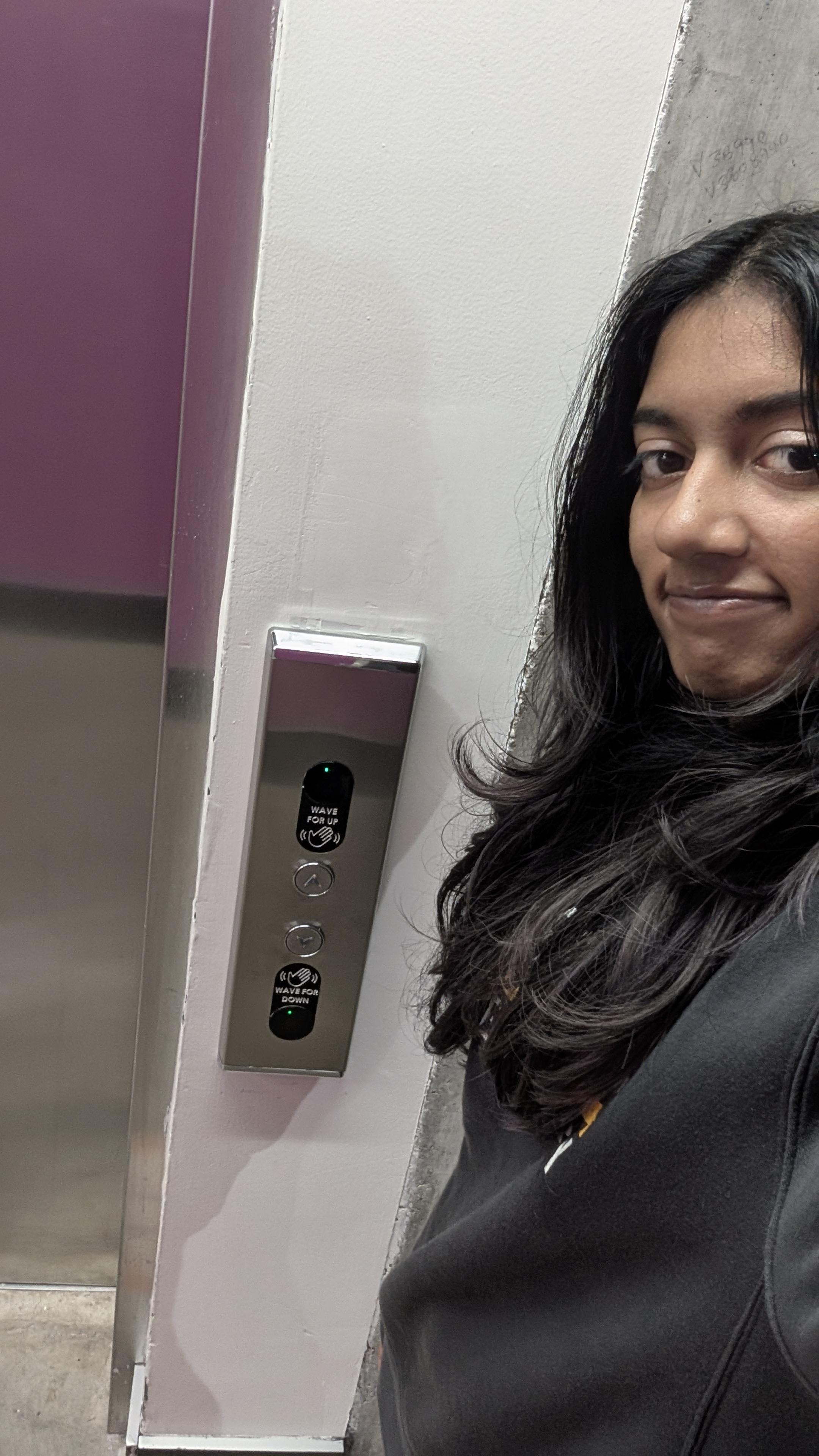 In this selfie I'm finding accessible design and using it as I can hover over the direction I want the elevator to go rather than press it with any fingers. <div class='container'><iframe class='responsive-iframe'</iframe></div>